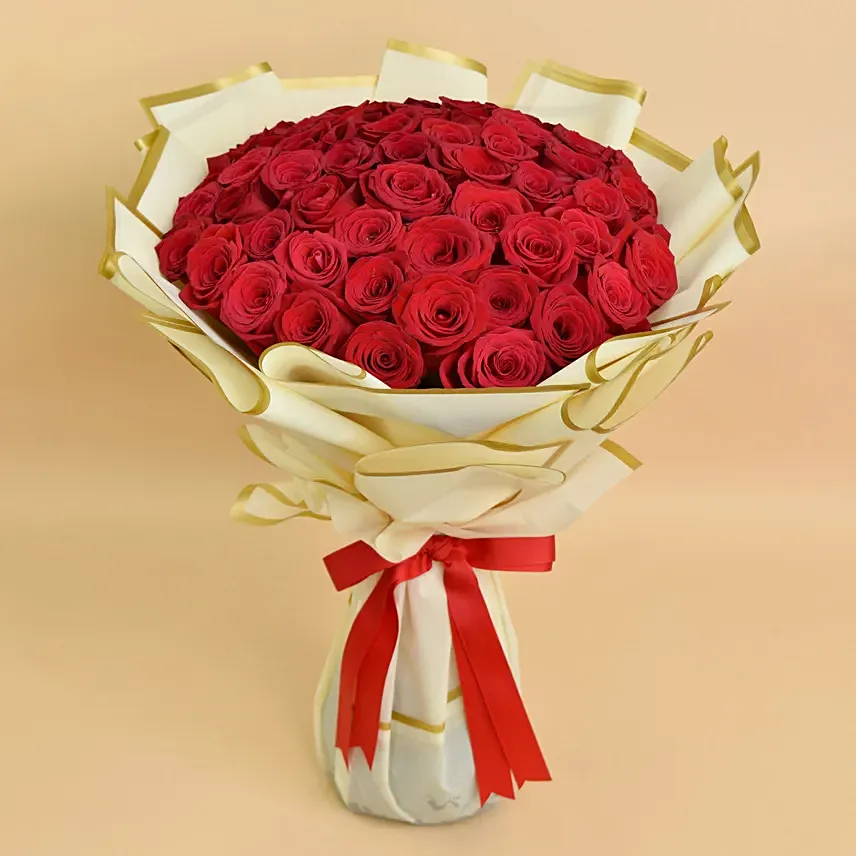 50 Charming Roses Bouquet: Rose Day Gifts