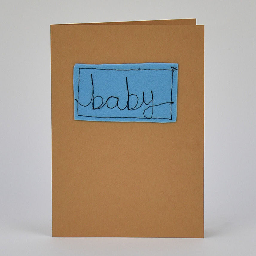 بطاقة تهنئة مولود ذكر لطيفة بحجم A7 مع تطريز كلمة بيبي: هدايا للمولود الجديد