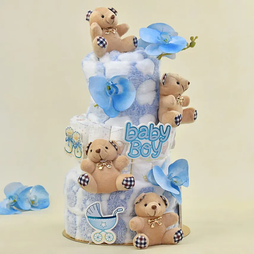 Baby Boy Happiness  Diaper Bouquet: Gifts to UAE from India