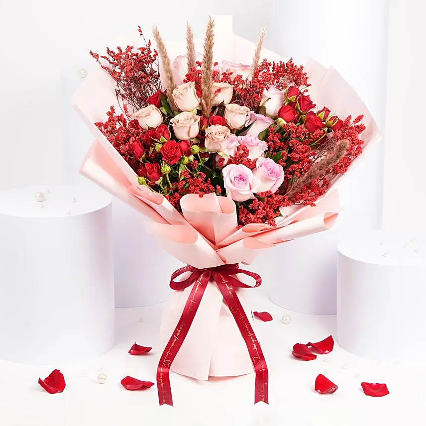 Beauty of Love Flowers Bouquet: Valentines Gifts For Him
