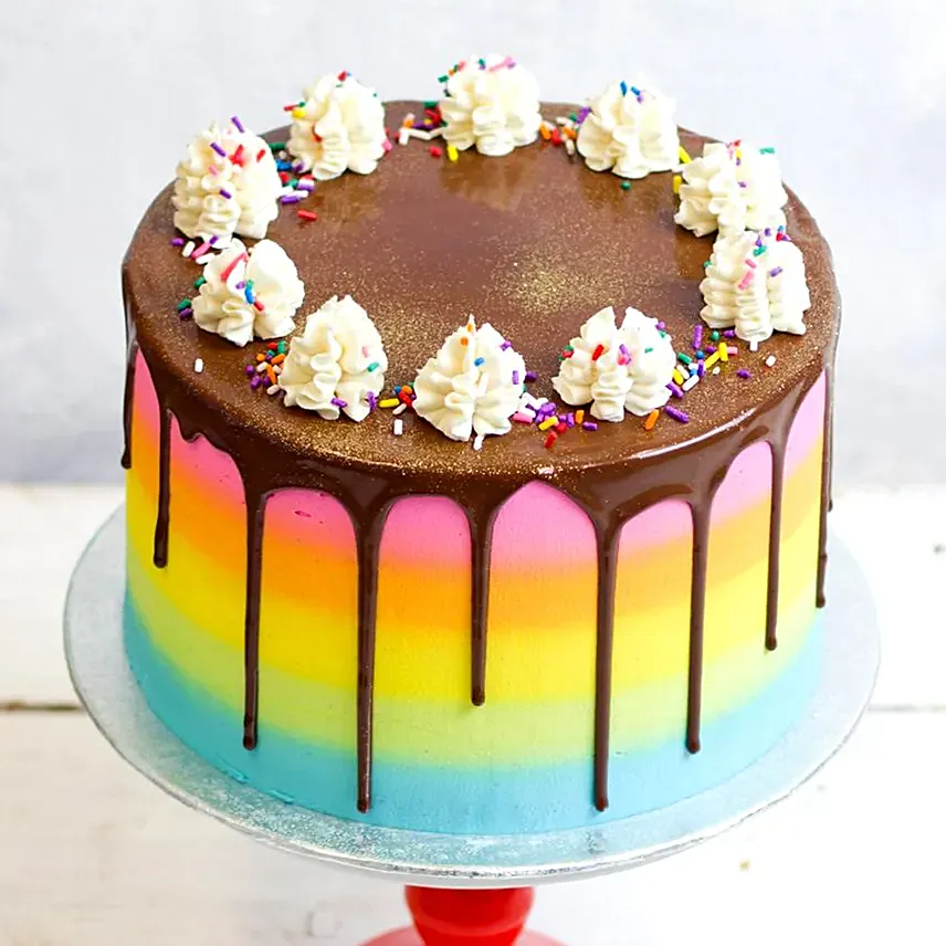 Belgian Choco Vanilla Rainbow Cake: 
