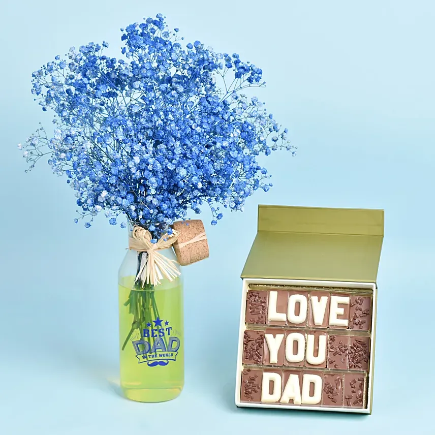 Best Dad Ever Blue Gypso and Chocolate: Flowers and Chocolates 