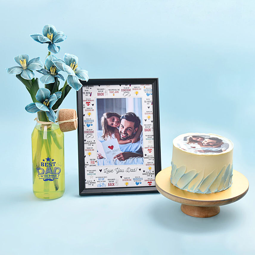 Best Dad Ever Tulip Cake N Frame: Personalised Photo Frames