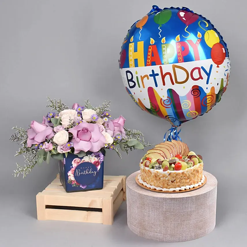 Birthday Flowers Cake And Balloon: Flower Delivery Dubai