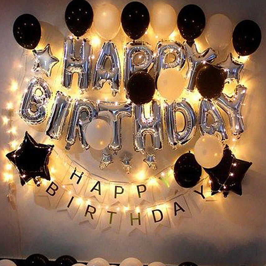 Black and White Birthday Surprise: Birthday Decoration Services