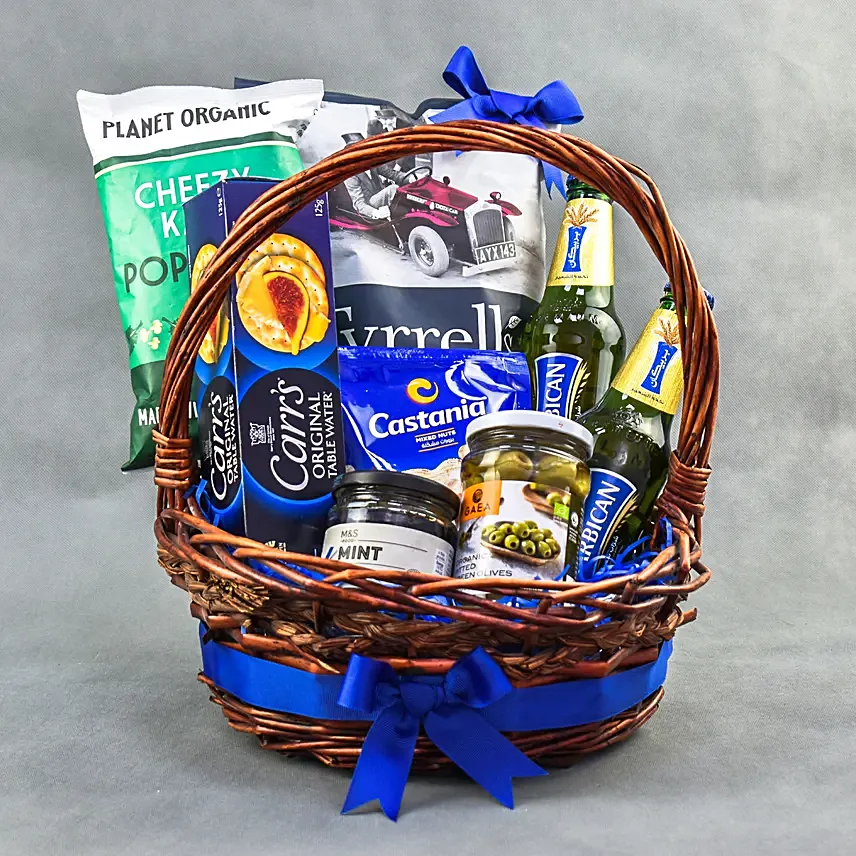 Blue and Delicious Gift Basket: Gifts for Dad