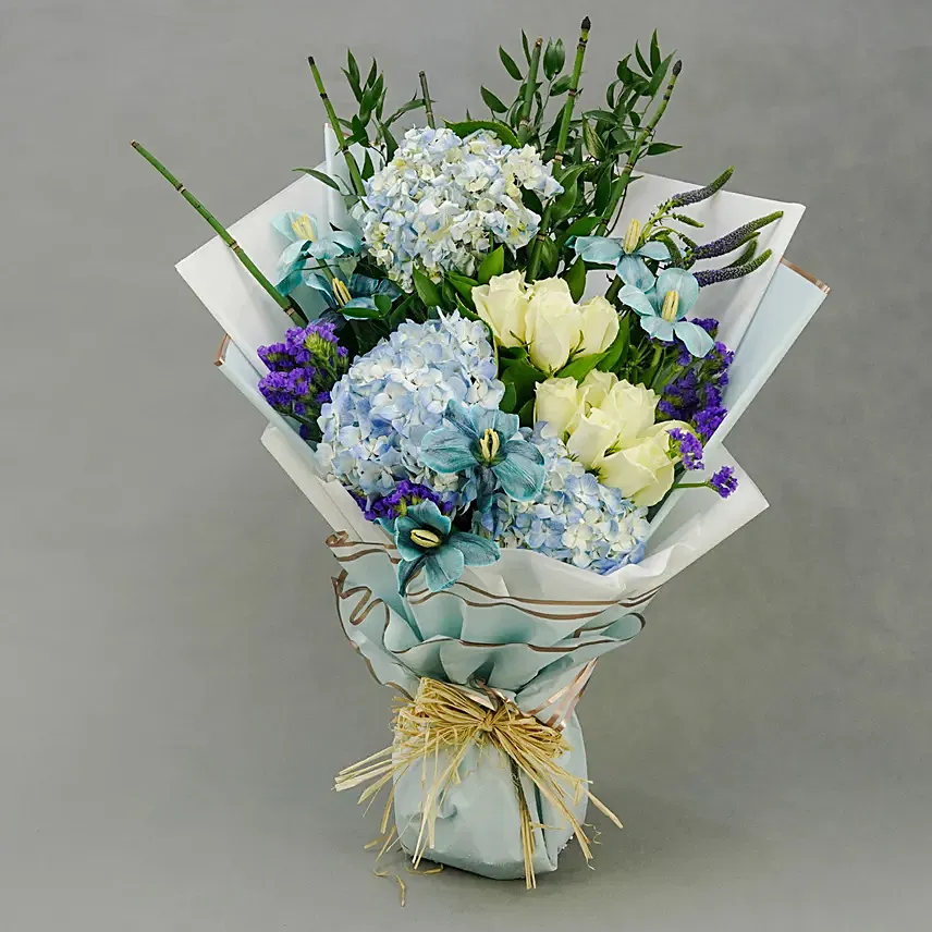 Blue Skies: White Roses Delivery
