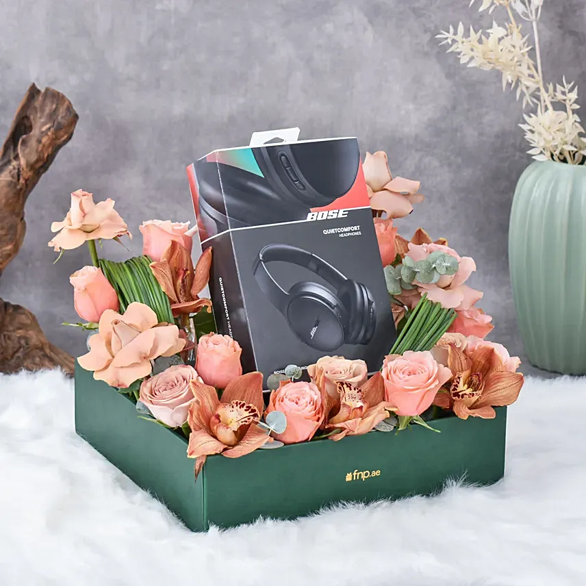 Bose Quiet Comfort Headphones with Flowers Gift Set: Secret Santa Gifts