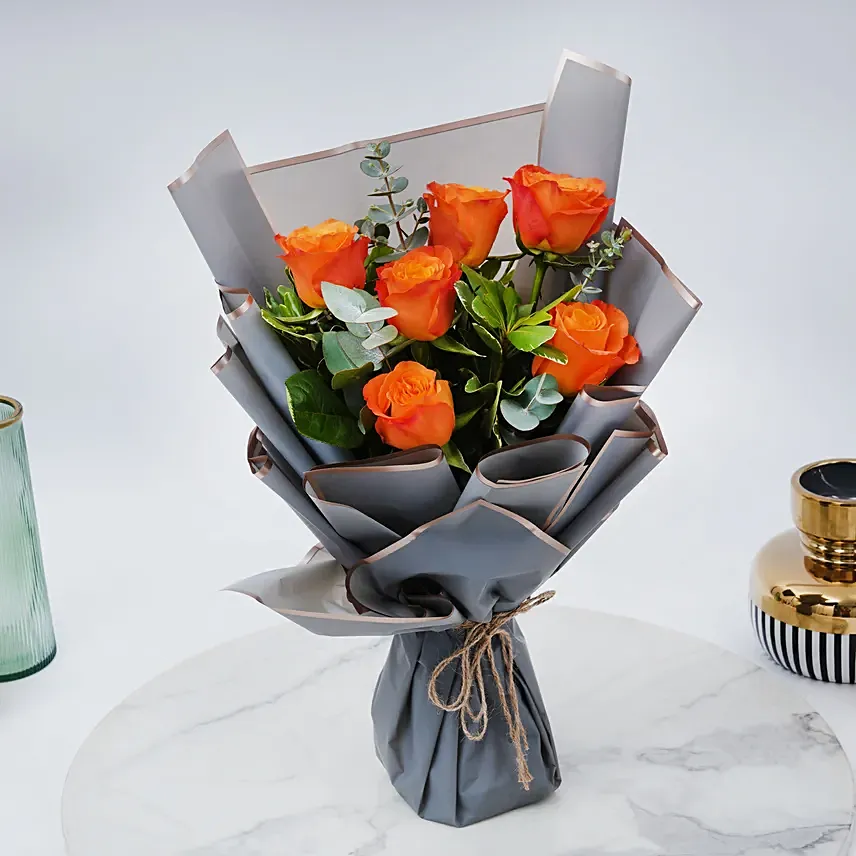 Bouquet Of Orange Roses: Flower Delivery for Boss