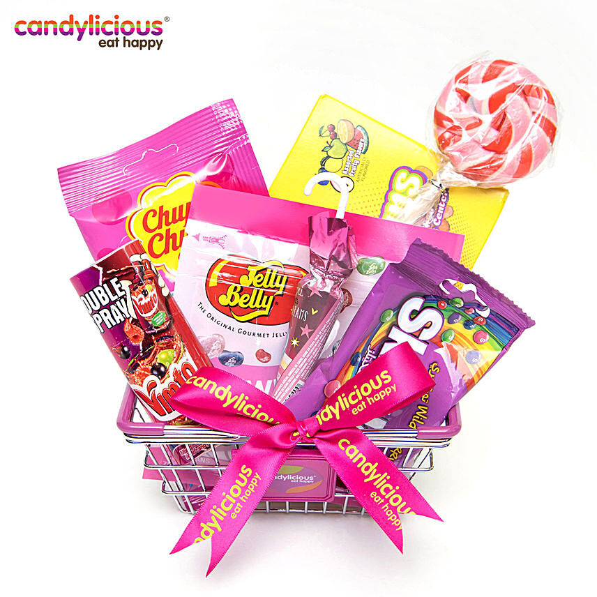 Candylicious Mini Basket Pink Gift Pack: Candies  Dubai