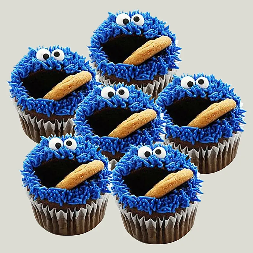 Cartoon Designer Chocolate Cupcakes Set Of 6: 