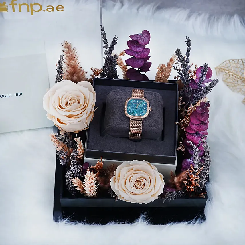 Cerruti Luxury Watch and Flowers Gift Set: Branded Gifts