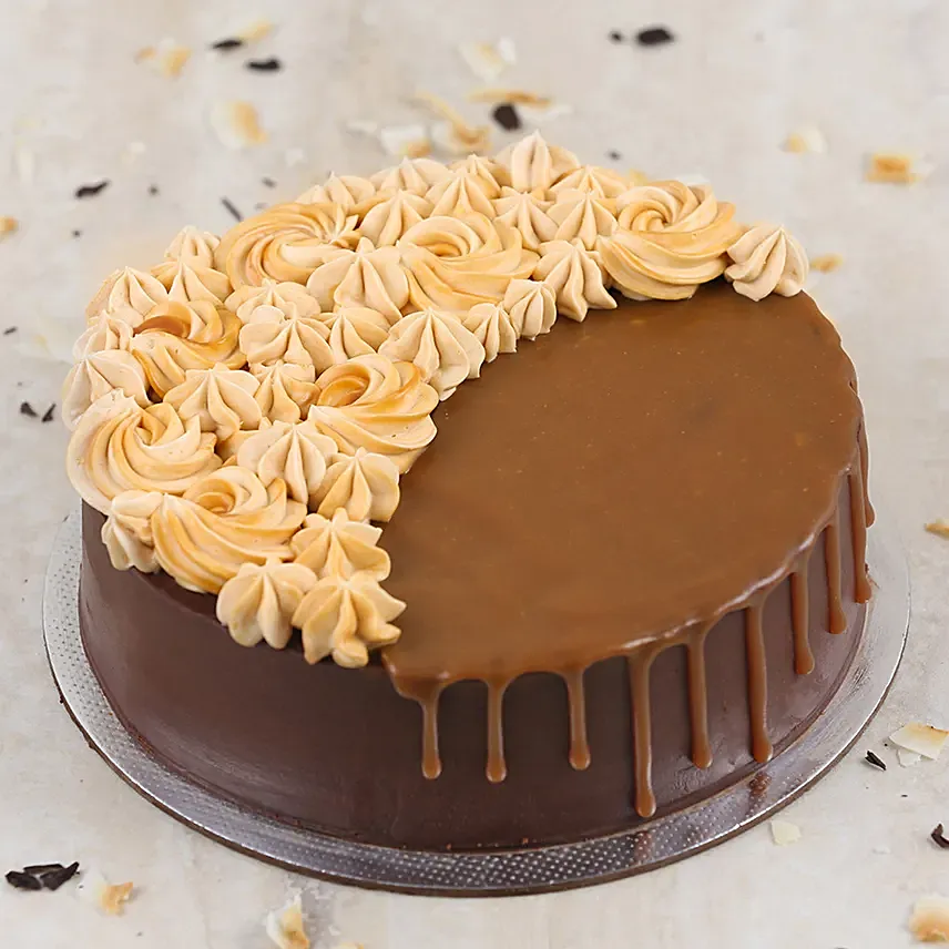 Chocolate Caramel Cake:  Eggless Cake Delivery