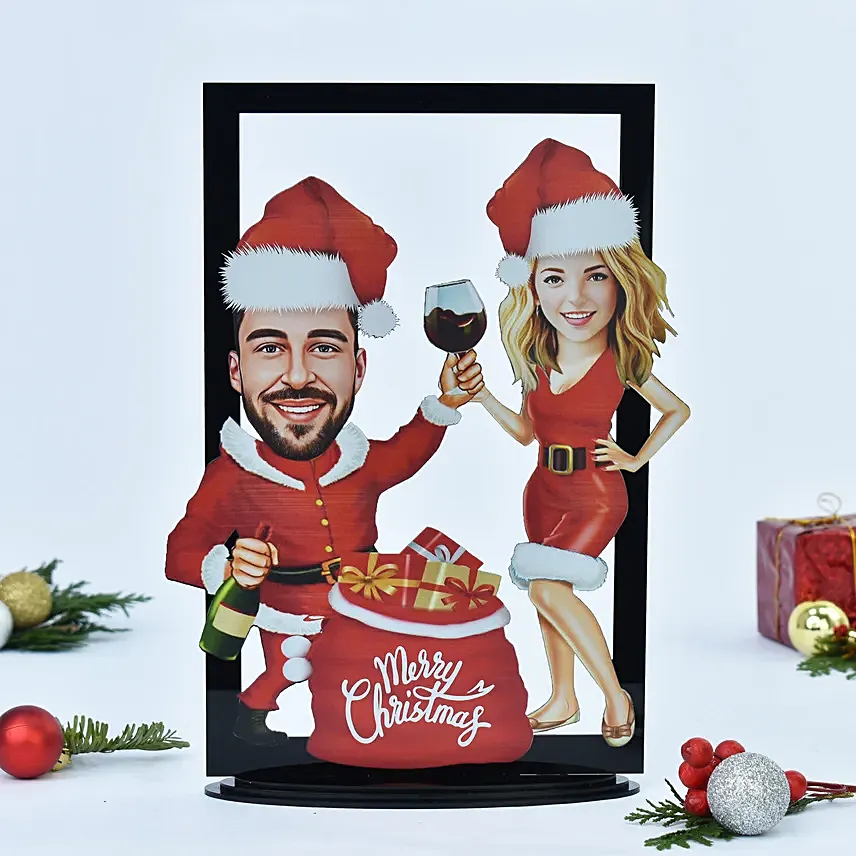 Christmas Caricature Wall Frame: Christmas Gifts for Her