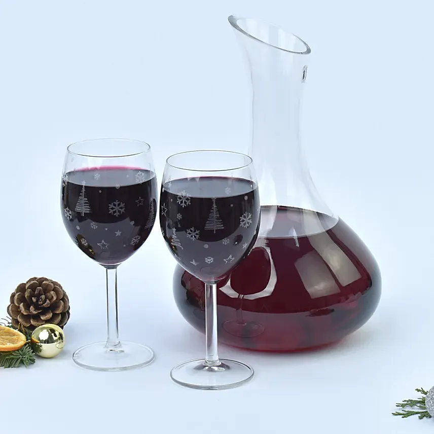 Christmas Celebration Decanter and Wine Glasses Set: Christmas Gifts for Boyfriend