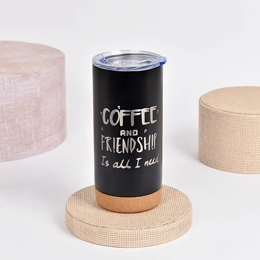 كوب قهوة مطبوع ومخصص بعبارة مسبقاً لون أسود: هدايا بتصميم خاص ليوم الصداقة