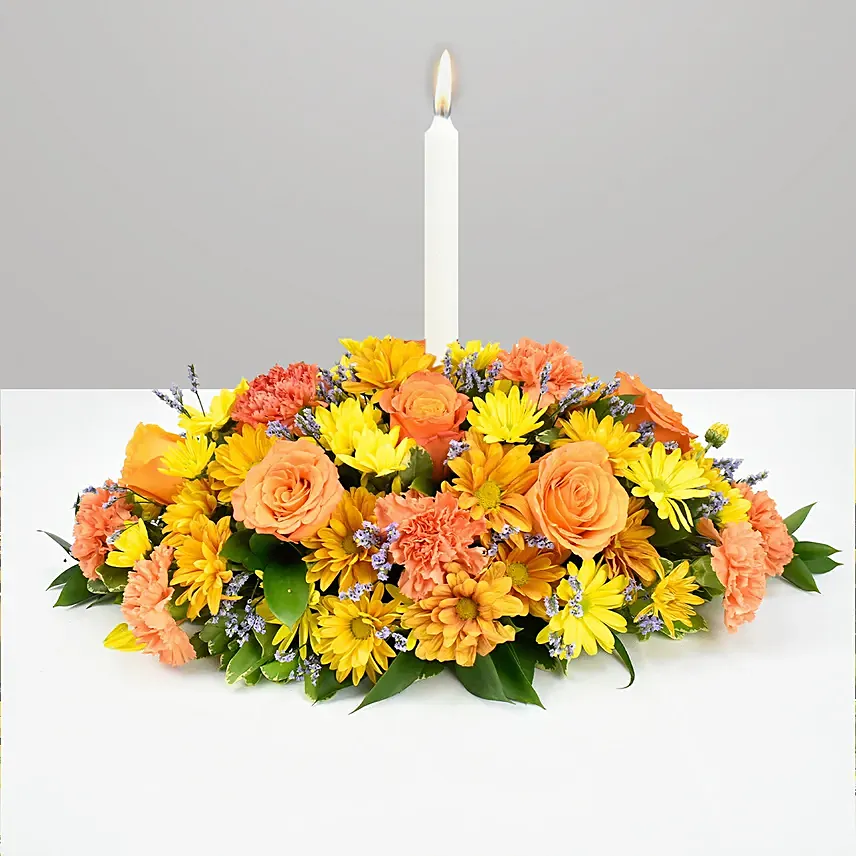 Colorful Flowers Table Arrangement: Thanksgiving Gifts : 1 Hour & Same Day Delivery