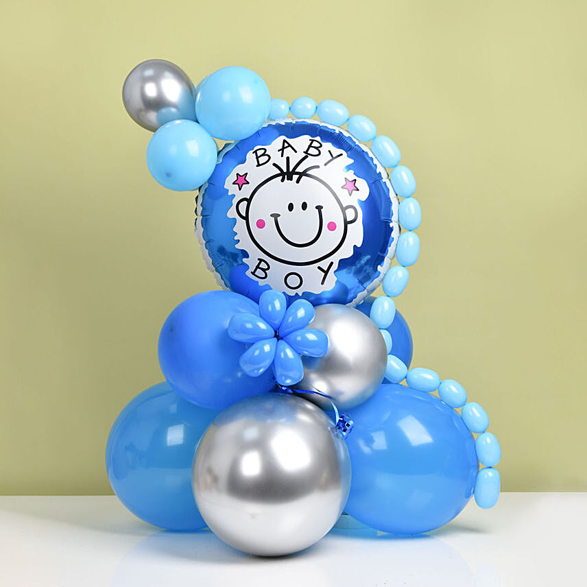 ستاند بالونات أزرق للمولود الجديد ولد: أرسل البالونات إلى قطر
