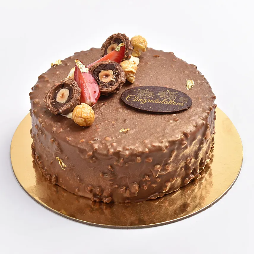 Congratulations Yummy Rocher Cake: Chocolate Cake