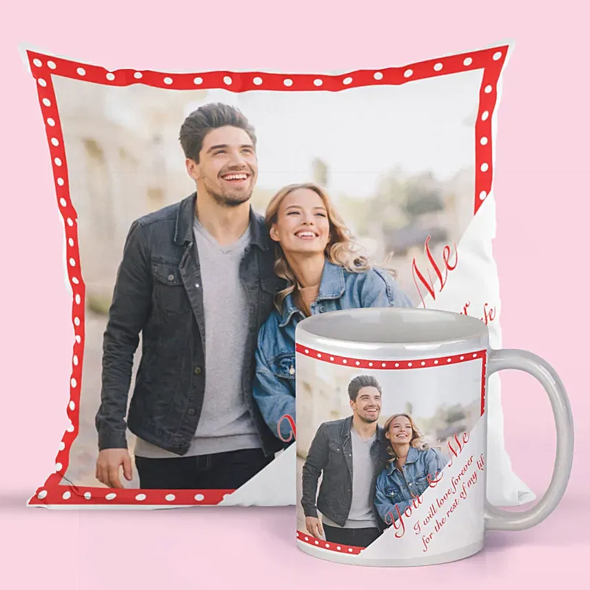 Couple Mug And Cushion Combo: Personalized Mugs Dubai