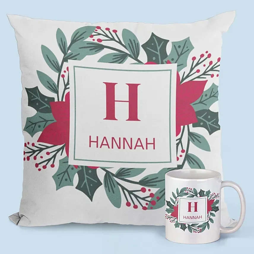 Cushion And Mug Personalised Combo: Personalised Anniversary Gifts 