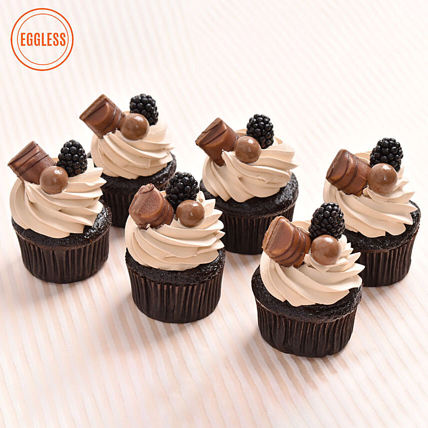 Eggless Chocolate Cup Cakes 6 Pcs: Eggless Cakes