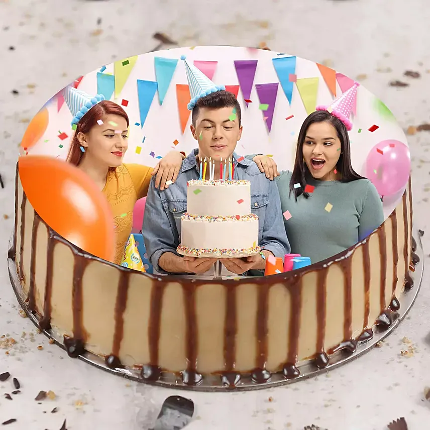 Enticing Birthday Butterscotch Photo Cake 500gm: Gifts for Brother
