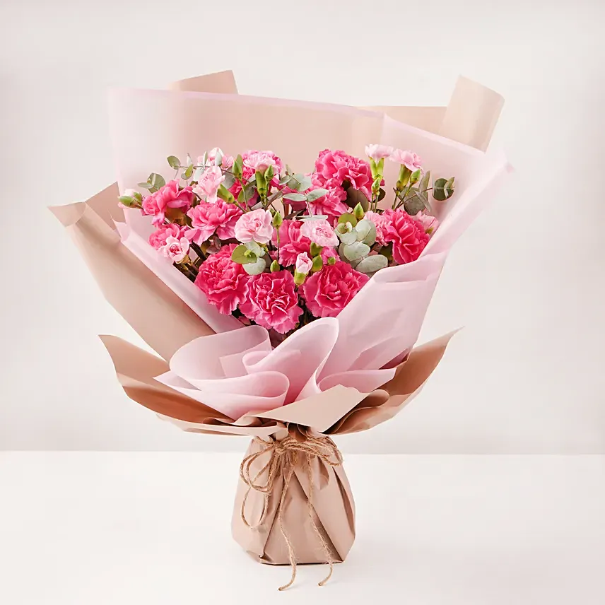 Birthday Wishes Carnations Bouquet: Flower Delivery In Ajman