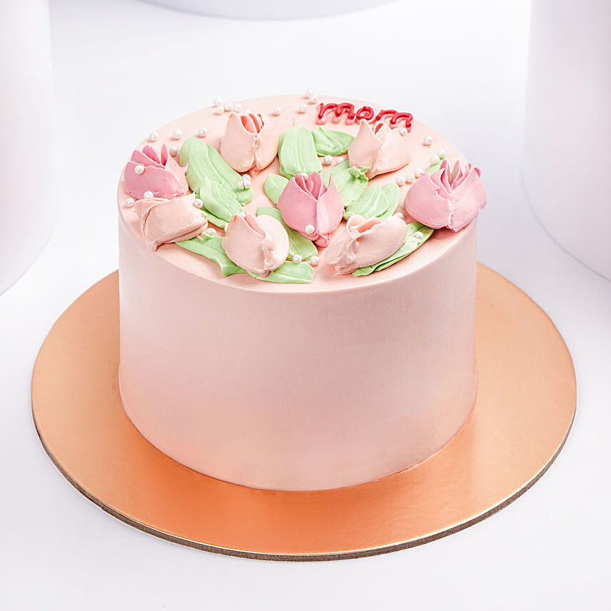 Moms Love Tulips Red Velvet Cake: Happy Mothers Day Cake