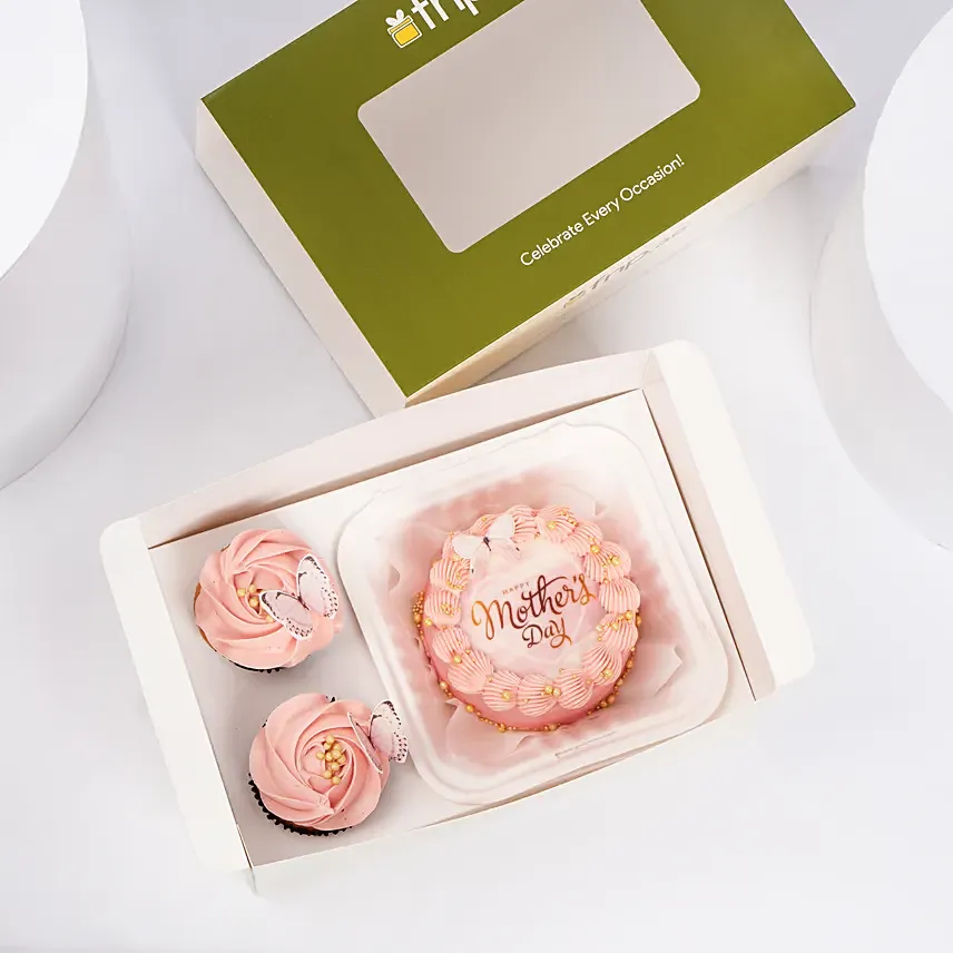 Mothers Day Bento Cake And Cupcakes Box: Mothers Day Cupcakes