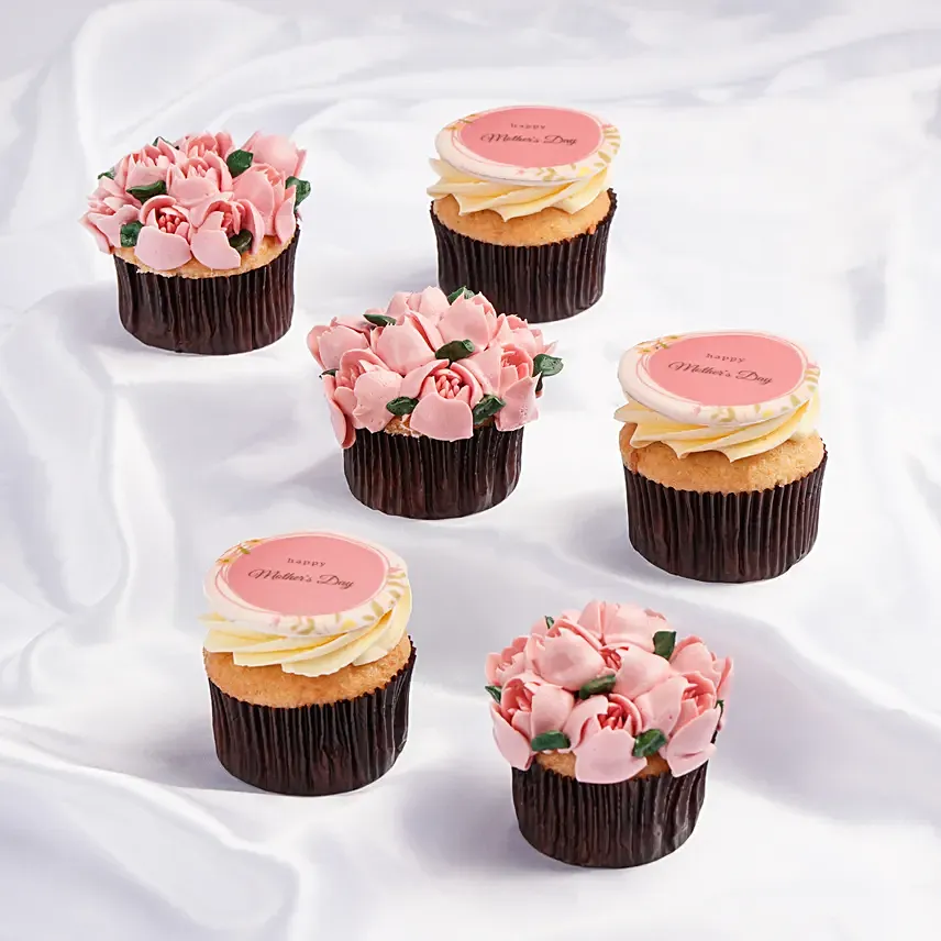 Pink Tulips Cup Cake For Mom: 