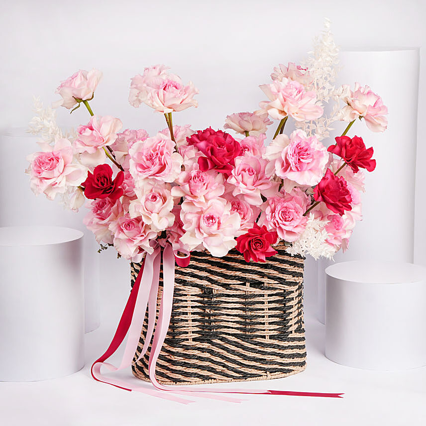 Incredible Roses Premium Basket: Anniversary Basket Arrangements