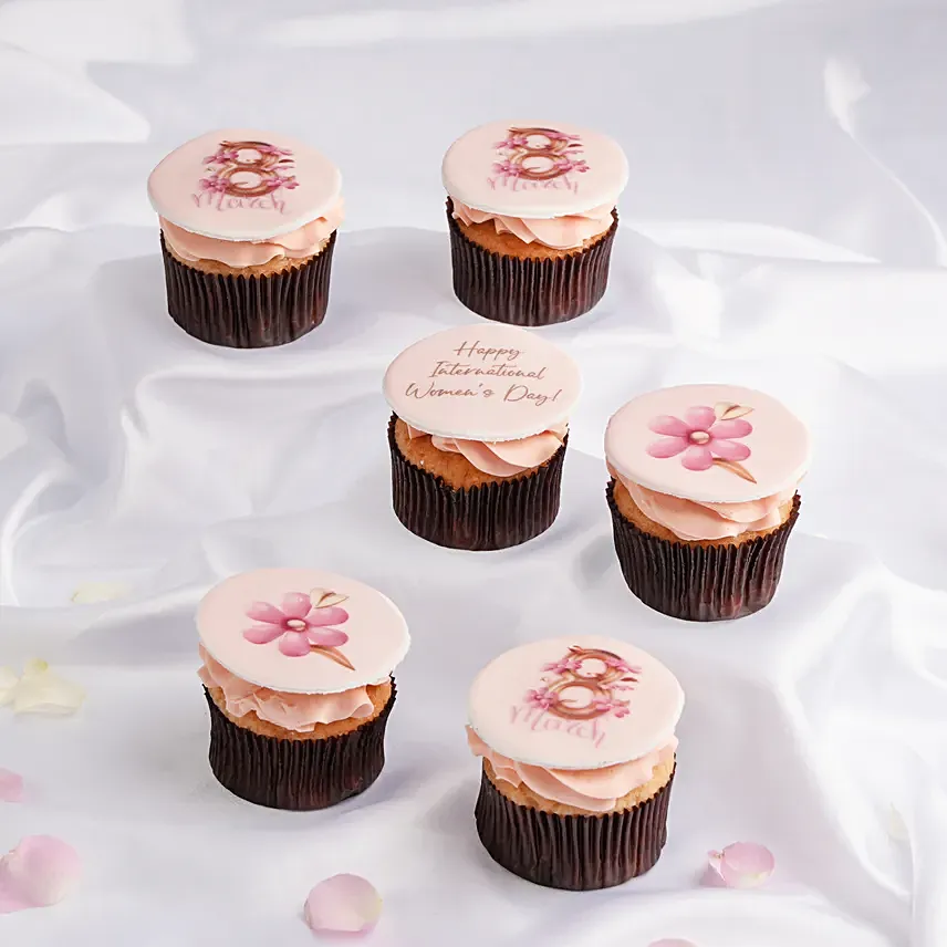 Womens Day Flower Cupcakes: Women's Day Gifts