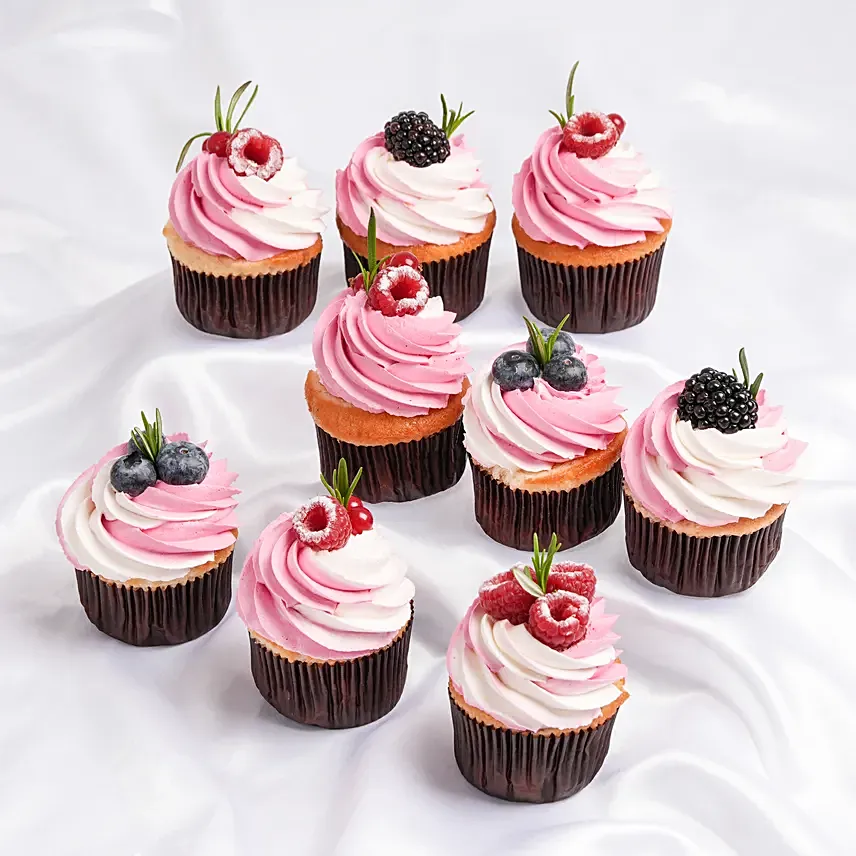 Flowers in Pink Cupcakes: Cakes Delivery for Wife