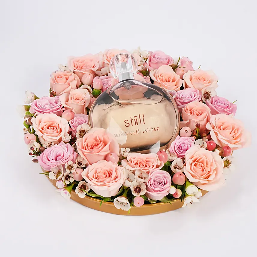 Peachy Pink Perfume Hamper: Flowers N Perfumes