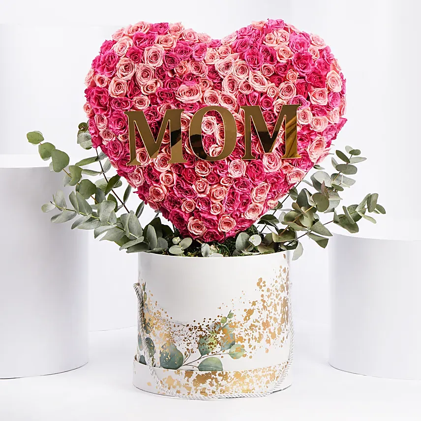 Heart Of Roses For Mom: Flower Shop
