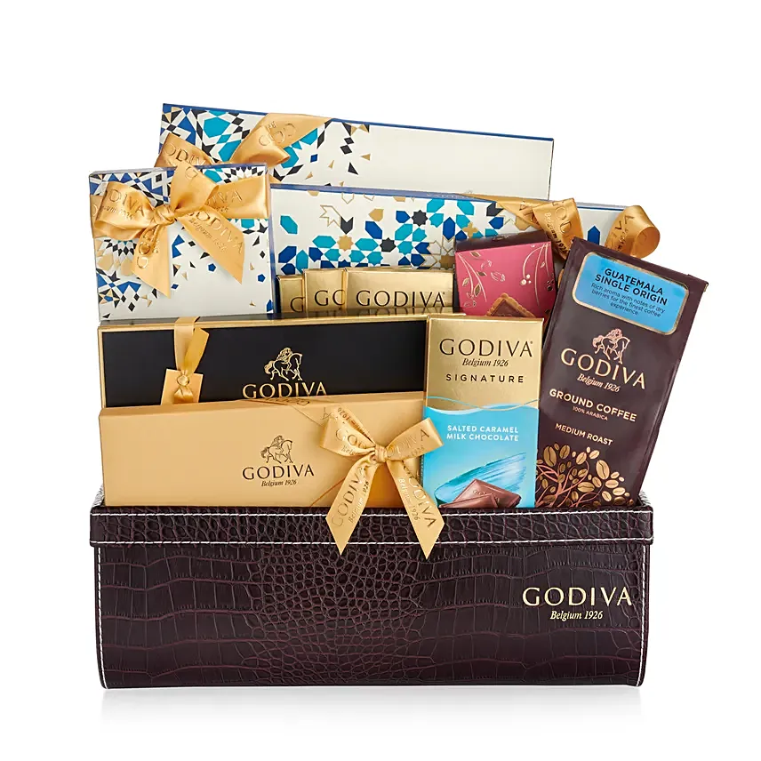 بوكس شوكولاتة جوديفا جلدي مشكل من مجموعة رمضان والعيد: تنسيق هدايا