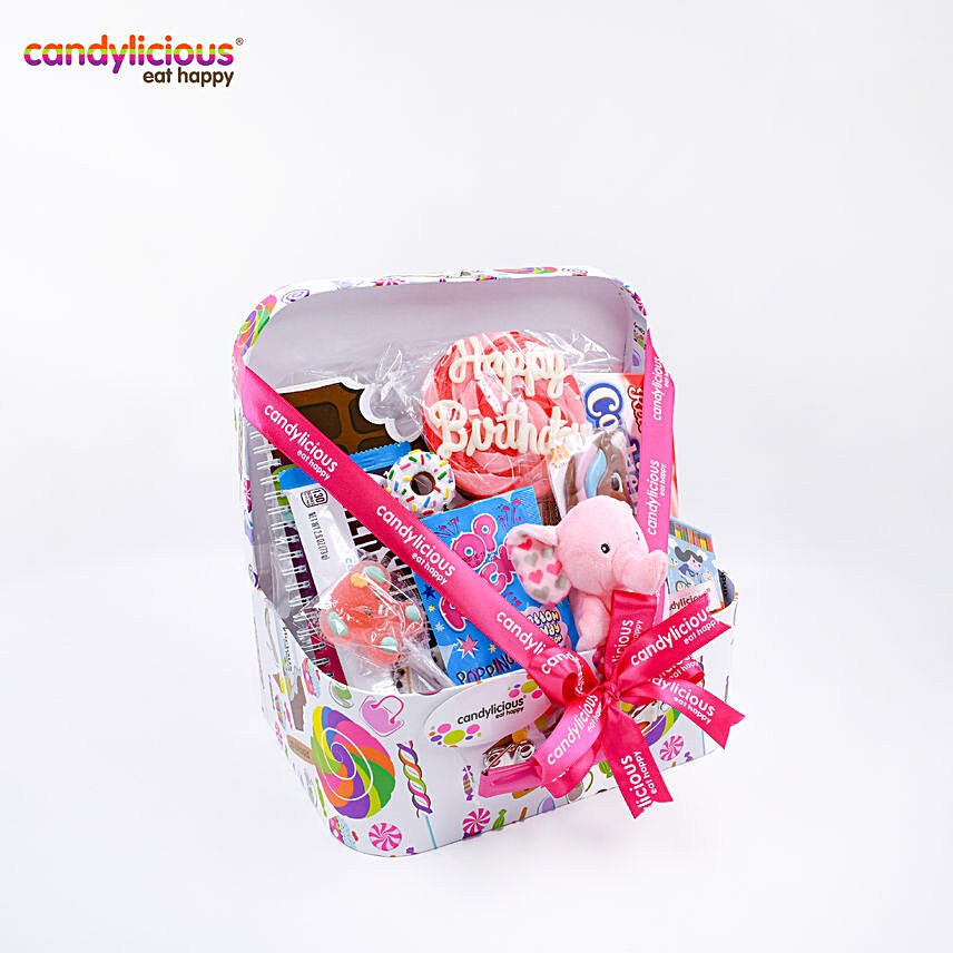 Candylicious Candy Mix Happy Birthday Suitcase Hamper: حلوى لذيذة للأطفال
