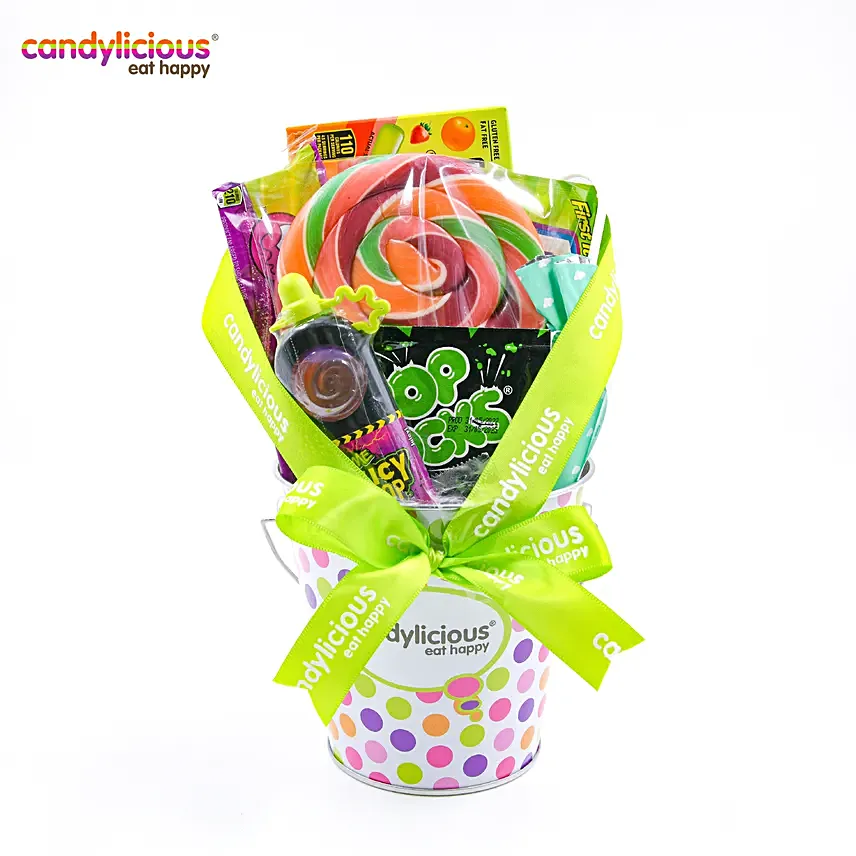 Candylicious Polka Dots Bucket Tin Gift Pack: 