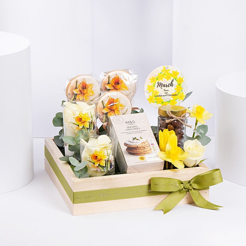 Birthday Wishes with Daffodil Theme Hamper: Birthday Gifts