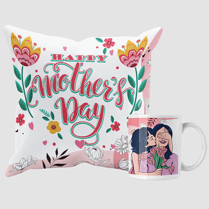 Happy Mothers Day Printed Mug And Cushion Combo: Personalized Mother's Day Mugs
