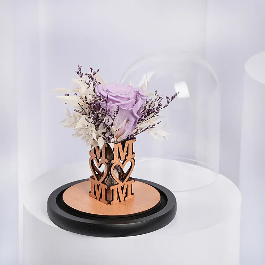 Mom Purple Preserved Rose Dome: Artificial Flowers Dubai