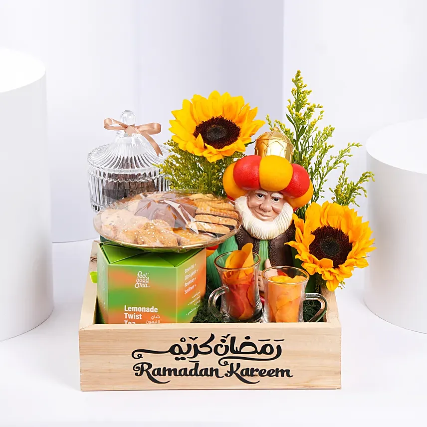 Tea And Cookies Hampers With Sunflowers: Ramadan Gift Hampers