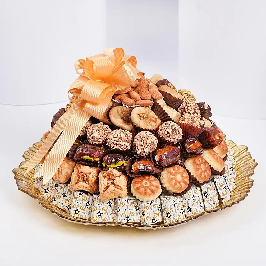 Platter of Chocolates and Dates:  Arabic Sweet Shop