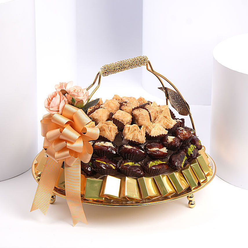 Premium Platter Of Chocolates Dates And Baklawa:  Arabic Sweet Shop