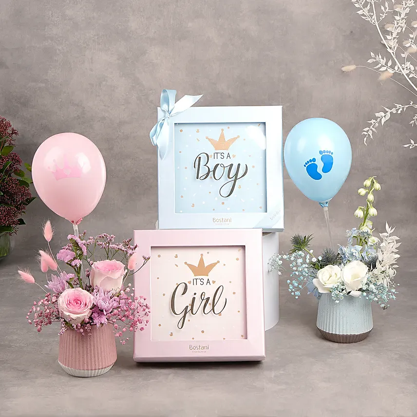 Bostani Chocolates Twins Birth with Flowers: New Arrival hampers