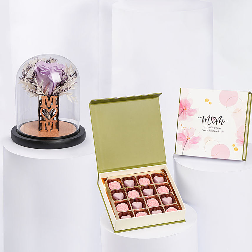 Mom Purple Preserved Rose And Chocolates: Forever Rose Dubai