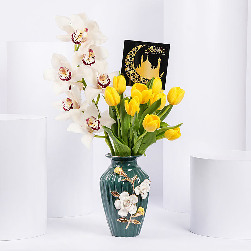 Holy Month Tulips And Cymbidium:  Gift Delivery