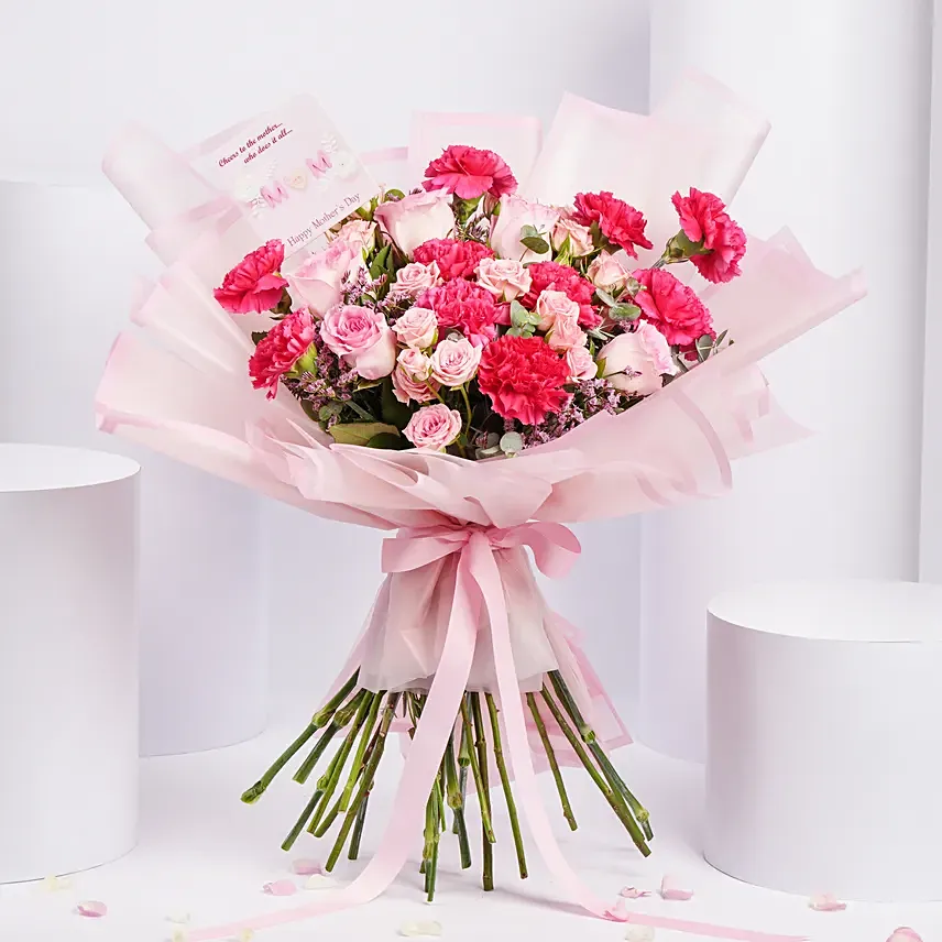 Carnations And Roses Bouquet For Mother: Flower Delivery Mothers Day