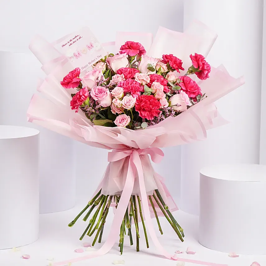 Carnations And Roses Bouquet For Mother: Mother's Day Flowers